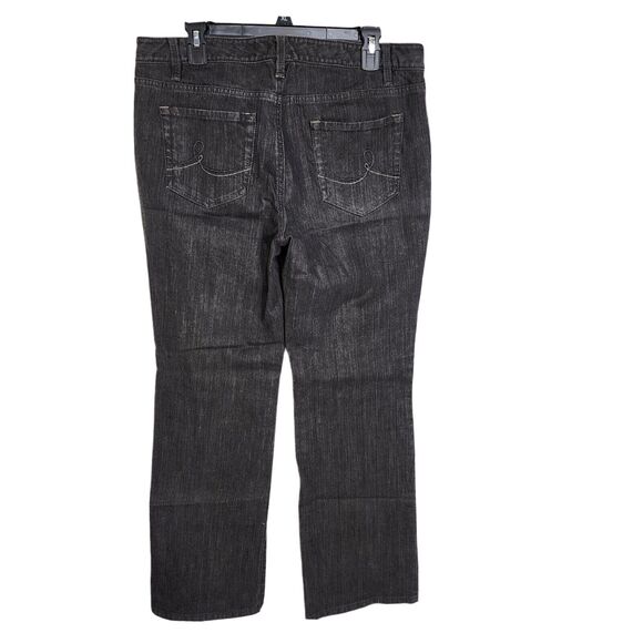 LOFT Womens Jeans Size 12 Mid Rise Original Bootcut Denim Charcoal Black Stretch - Picture 2 of 8